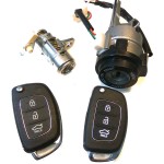 Оригинальный новый комплект замков (зажигания и водительской двери) с двумя выкидными ключами для hyundai solaris c 2013 г.в